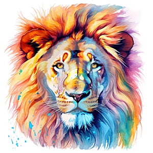 watercolor lion painting Lion King watercolor predator animals wildlife painting