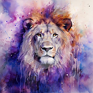 watercolor lion painting Lion King watercolor predator animals wildlife painting