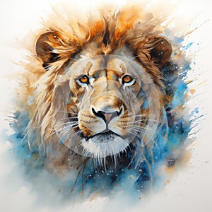 watercolor lion painting Lion King watercolor predator animals wildlife painting