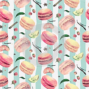 Watercolor macaroon seamless pattern