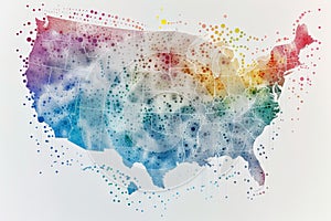 Watercolor Map of the United States, Create a heat map showing geographical distribution of customer demographics photo