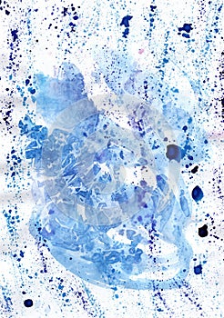 Watercolor marble blue messy handiwork painting image for diffe