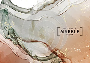 Watercolor marble design, motion liquid flow contemporary spalsh. Warm rust and tauple color background. Abstract wallpaper, macro