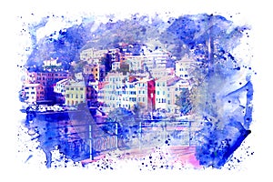 Watercolor of Marina Genova Nervi.