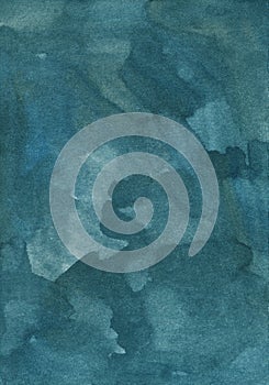 Watercolor marine green background texture. Aquarelle abstract dusty blue-green backdrop