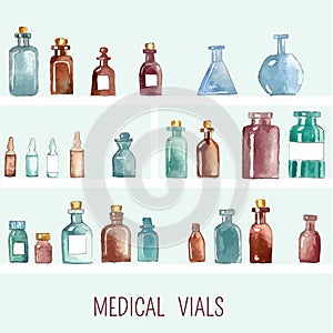 Watercolor medical icons.