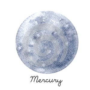 Watercolor Mercury planet illustration