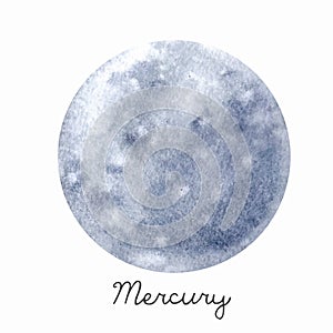 Watercolor Mercury planet vector illustration