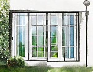 Watercolor of Modern Aluminum Windows and Doors for Home Exteriors