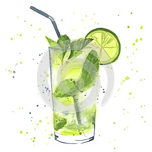 Watercolor mojito photo