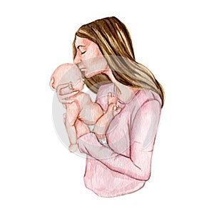 Watercolor mother clipart illustration