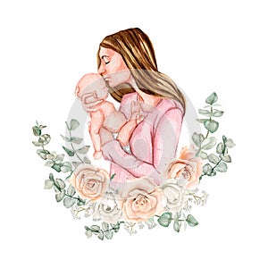 Watercolor mother clipart illustration