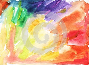 Watercolor abstract crafty background, rainbow color scheme, artistic watercolor rainbow color palette photo