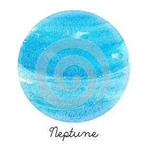 Watercolor Neptune planet illustration