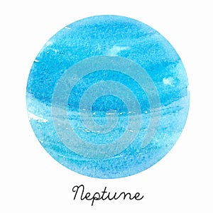 Watercolor Neptune planet vector illustration