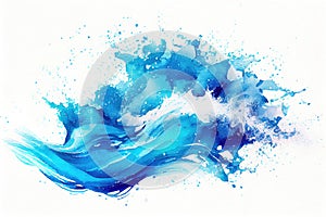 watercolor ocean waves and splash water, ai generation