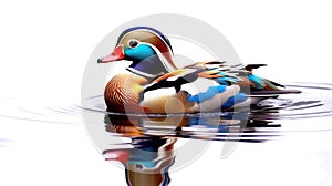 Watercolor Oil Painting of An Evocative Depicts Vibrant Mandarin Duck Water Bird Background