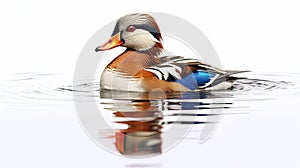 Watercolor Oil Painting of An Evocative Depicts Vibrant Mandarin Duck Water Bird Background