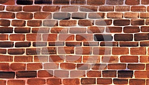 Watercolor old brick wall background. Abstract hand drawn illustration of texture weathered masonry. Bricks pattern in