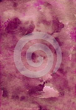 Watercolor old burgundy liquid background. Elegant deep crimson backdrop texture. Stains on paper