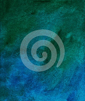 Watercolor old dark blue and green background texture. Aquarelle abstract multicolored backdrop