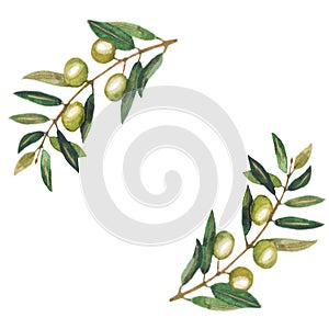 Watercolor olive branch wreath.