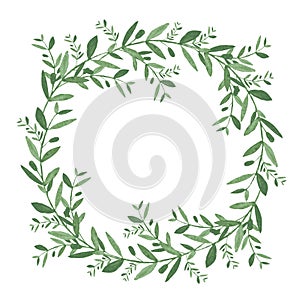 Watercolor olive wreath. Isolated vector illustration