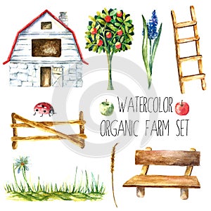 Watercolor organic farm.