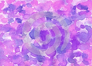 Watercolor paint abstract background. Pink, blue and violet spot texture. Backdrop of spots for packaging and web on