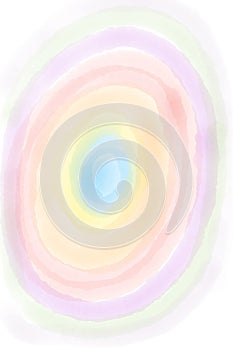 Watercolor paint abstract pattern with colorful ellipse Between the colors red pink violet yellow green orange blue seeping togeth