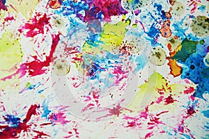 Watercolor paint blur vivid waxy colorful shapes and sparkling lights, abstract background