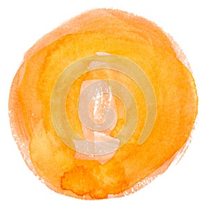 Orange watercolor brush paint stroke, blot, blemish, stain photo
