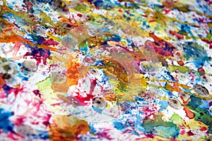 Watercolor paint colorful background, vivid hues, spots