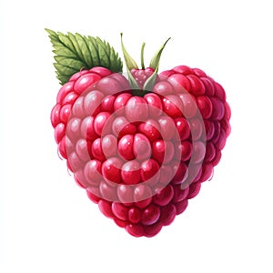 watercolor paint raspberry heart shape on white love symbol