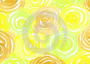 Watercolor paint Roses abstract Background. Yellow, green and brown Rose Spot texture. Backdrop of Spots for packaging