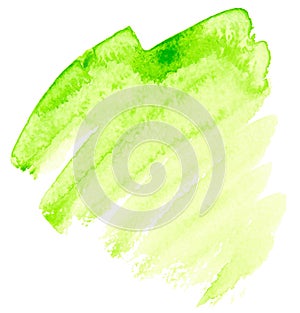 Green watercolor paint stroke, blot, blemish, stain photo