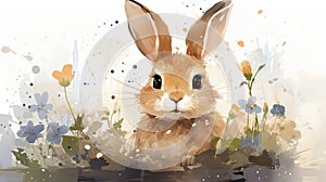 watercolor painted easter bunny