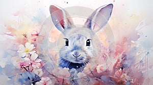 watercolor painted easter bunny