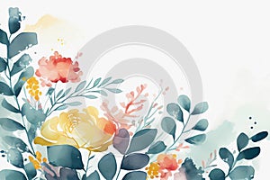 Watercolor painted flower background. Generative ai design