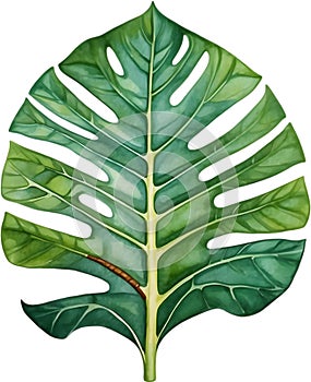 Watercolor painting of the Alocasia Amazonica leaf.