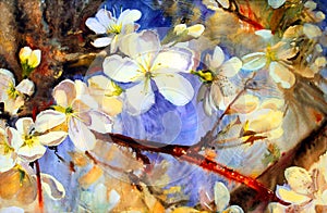 Watercolor painting of beautiful flowers