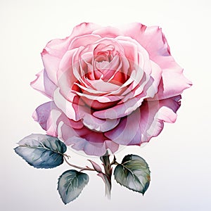 Watercolor painting of a beautiful red rose. Generative AI