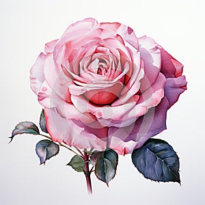 Watercolor painting of a beautiful red rose. Generative AI