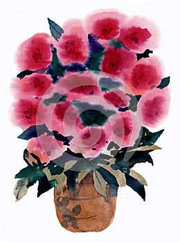Watercolor, painting,bouquet, flowers