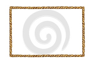 Watercolor painting of Brown Rope frame on white background