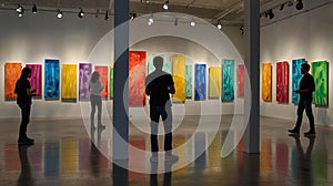 Watercolor Painting: Captivating minimalist mixed-media installation, interactive kinetic sculpture with mirrored surfaces and photo