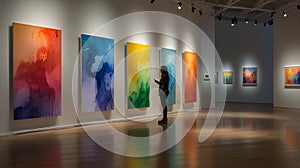 Watercolor Painting: Captivating minimalist mixed-media installation, interactive kinetic sculpture with mirrored surfaces and photo