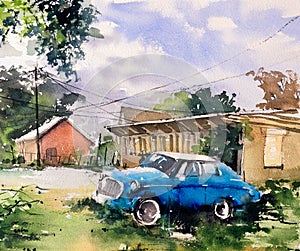 Watercolor Painting - Car