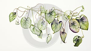 Watercolor Painting of Ceropegia Sandersonii on White Background AI Generated