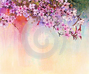 Watercolor Painting Cherry blossoms, Japanese cherry, Pink Sakura